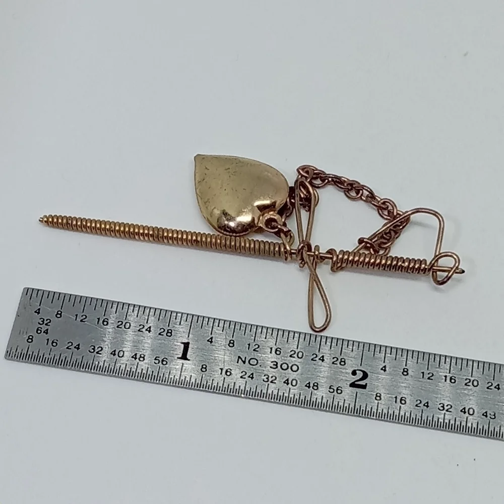 * antique vintage wire wrap sword & heart sweetheart pin brooch